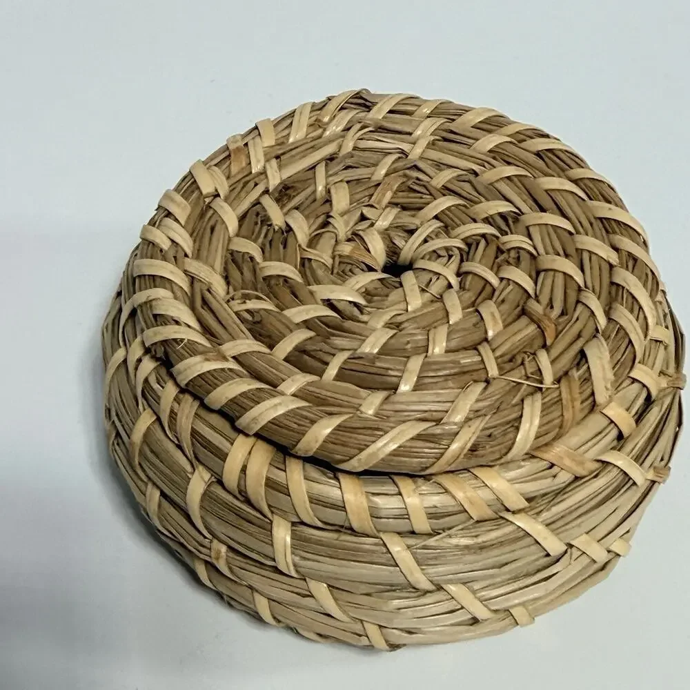 Small Sweetgrass Coil Basket Box with Lid South Carolina Handmade 4.5” Handmade